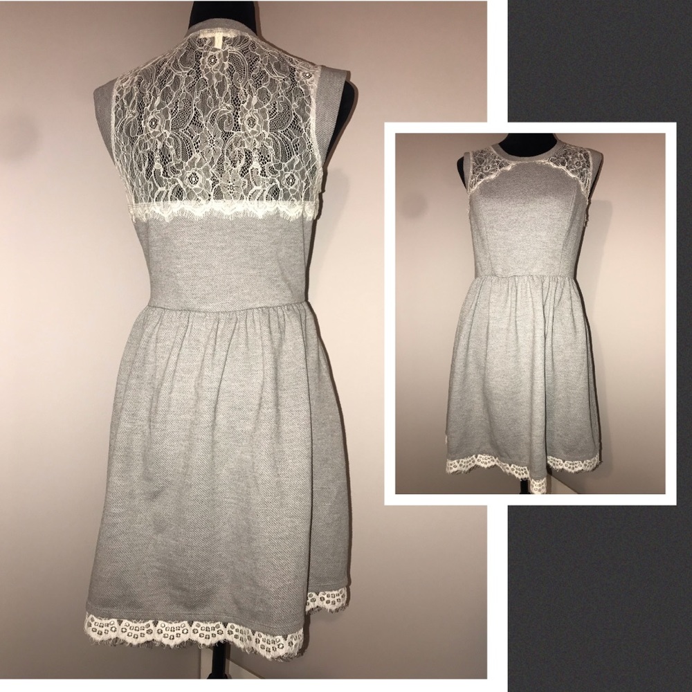 ⬇️$70 Monteau Gray and lace detailed dress!